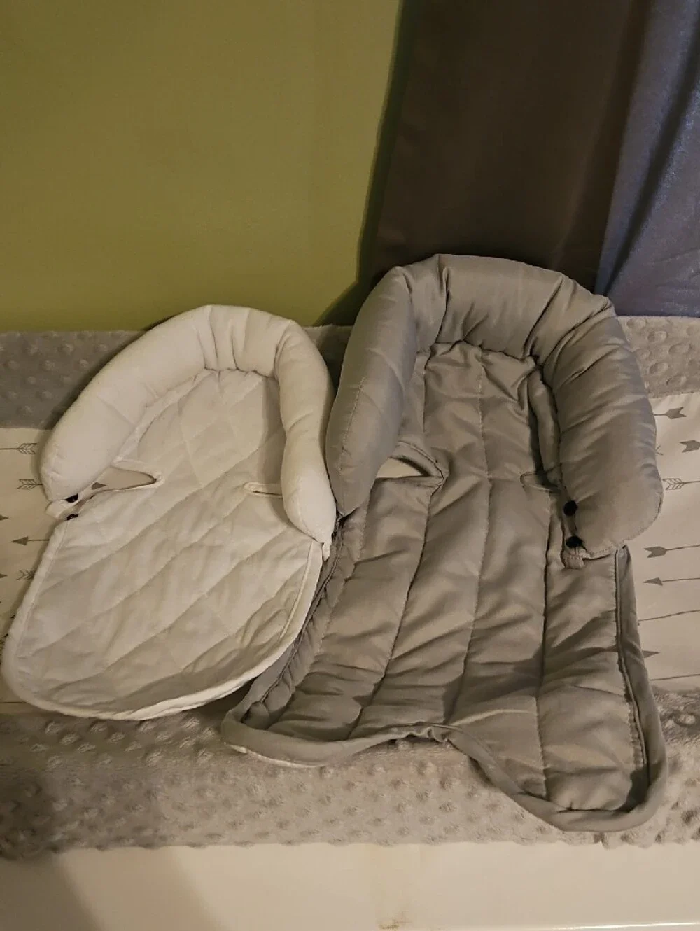Baby Pillows in Gray & White - Head/neck Support Infant Carseat Lounger Inserts
